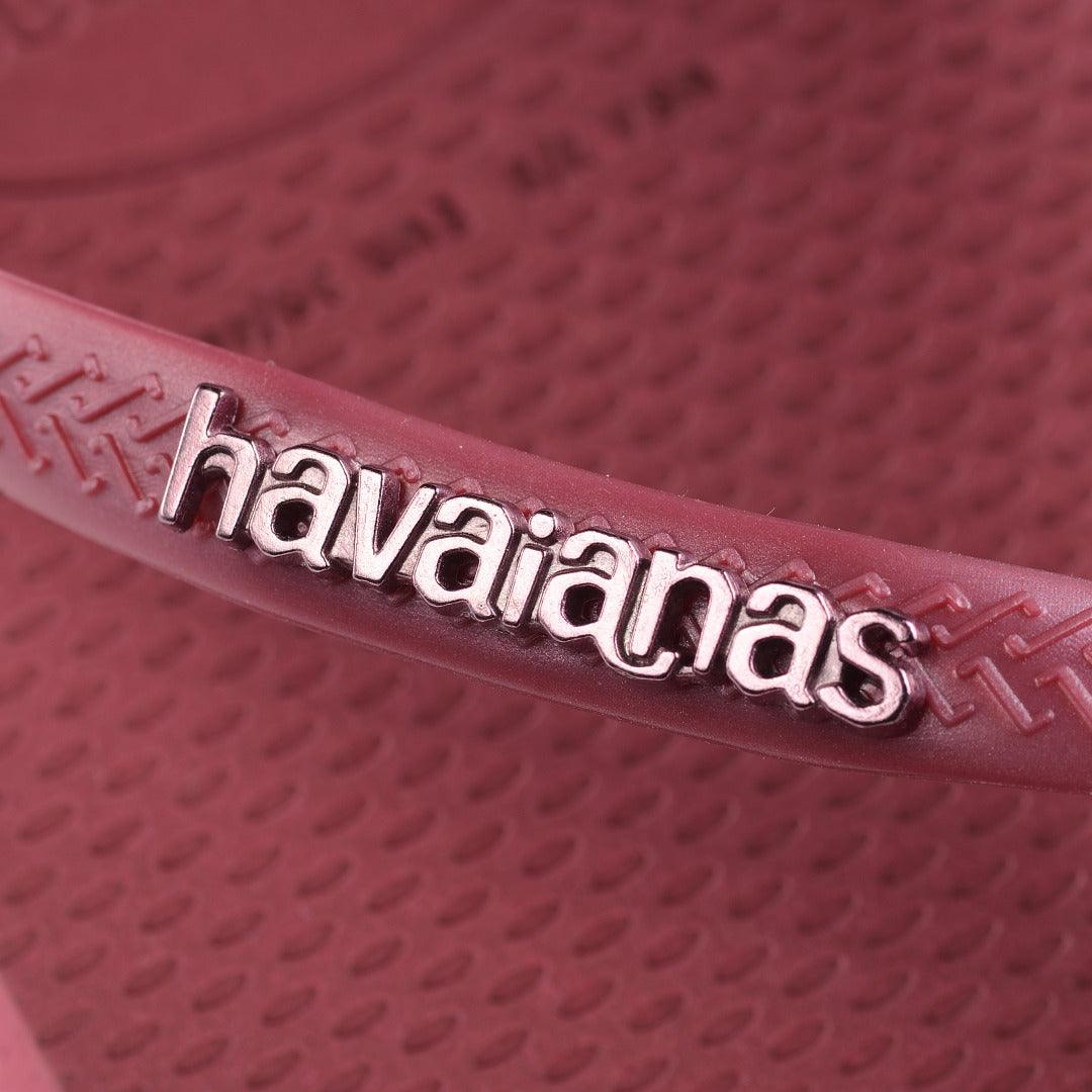 Chinelo Havaianas Slim Square Logo Metallic - Amaranto