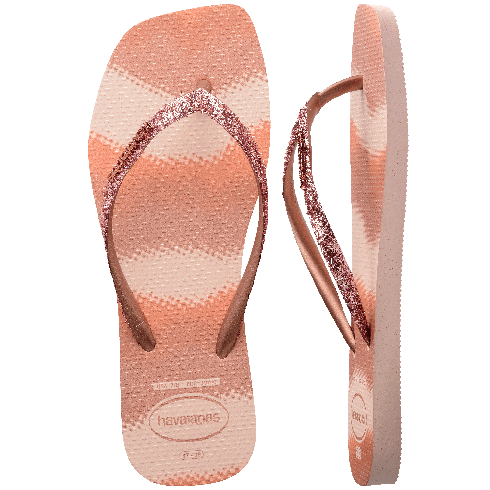 Chinelo Havaianas Slim Square Glitter Party - Rosa Ballet