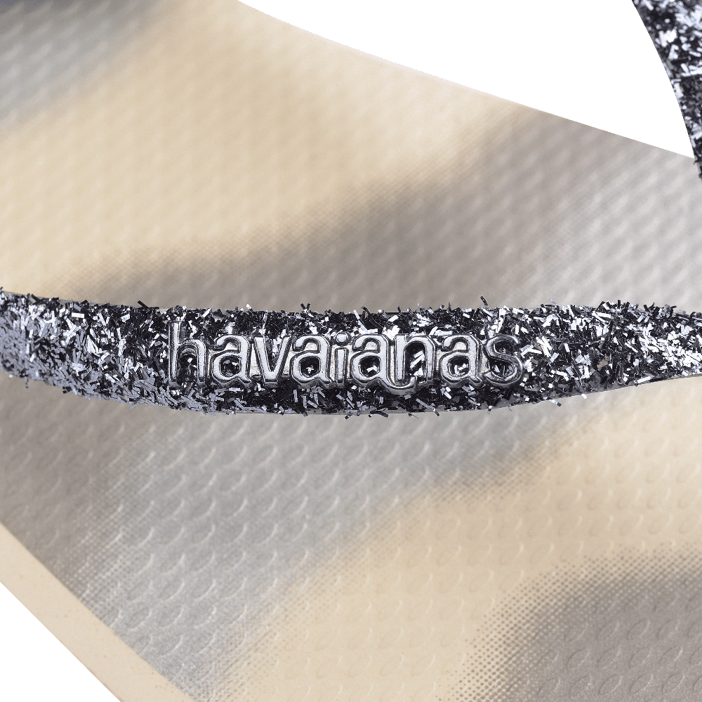 Chinelo Havaianas Square Glitter Party - Bege Palha