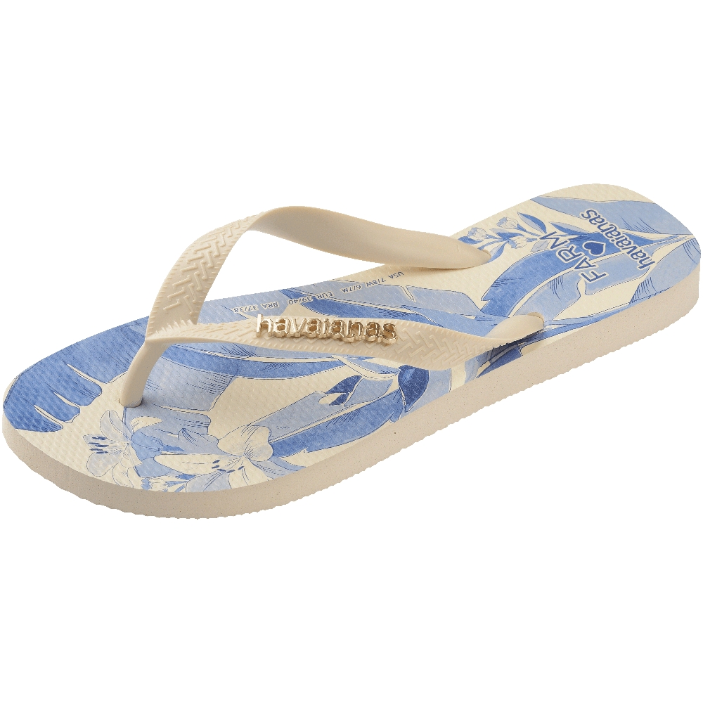 Chinelo Havaianas Farm Leveza Tropical - Bege Palha