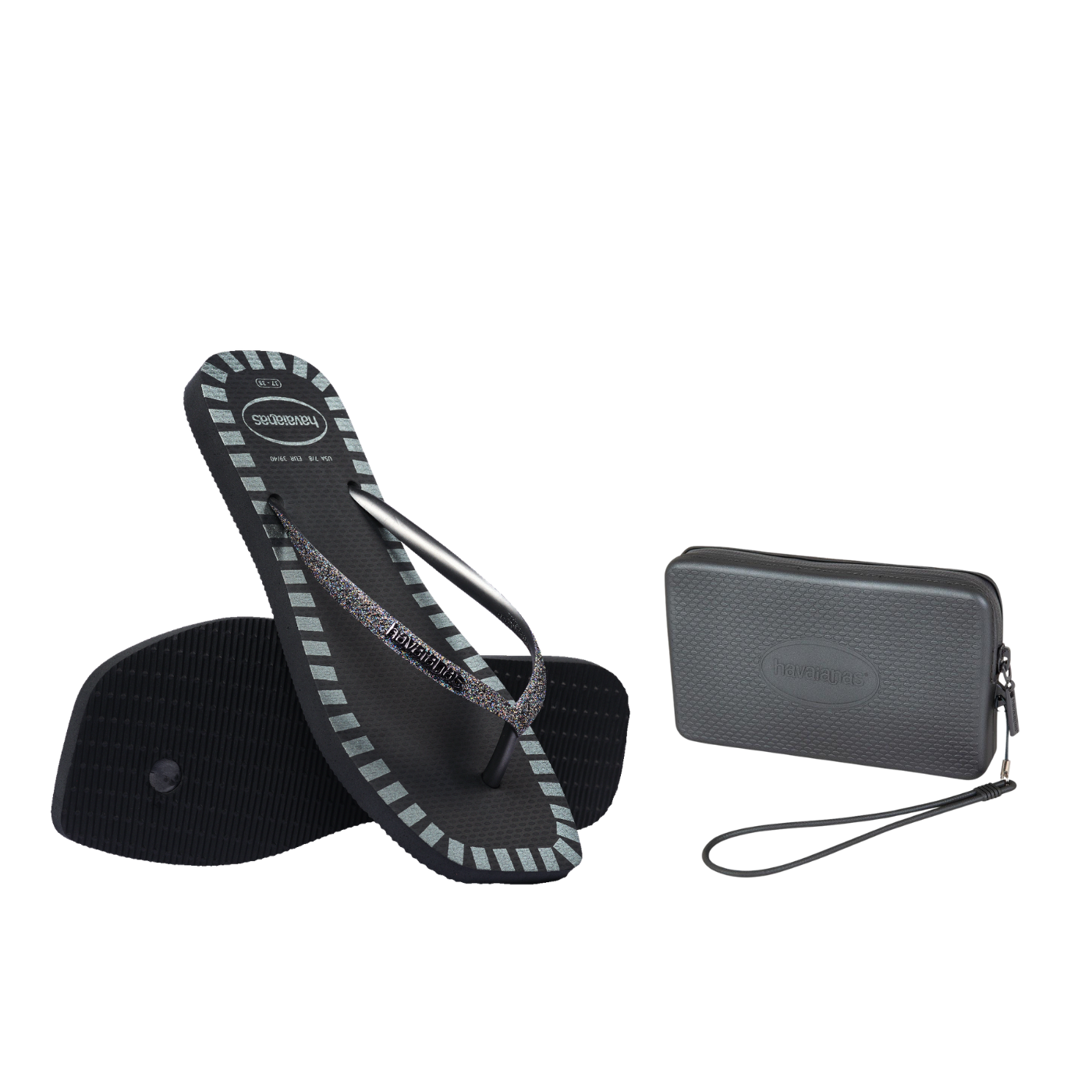 Kit Havaianas para elas: Square Glitter Countour + Mini Bag Metalica