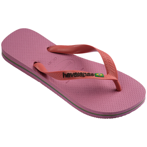Chinelo Havaianas rosa com logo e bandeira do Brasil, conforto e estilo brasileiro