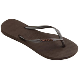 Chinelo Havaianas Slim Logo Metallic - Café