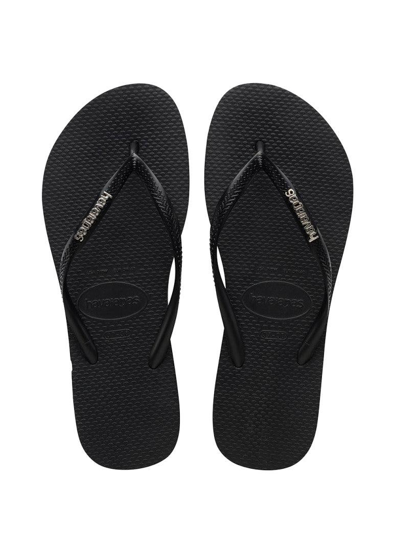 Chinelo Havaianas Slim Logo Metallic - Preto
