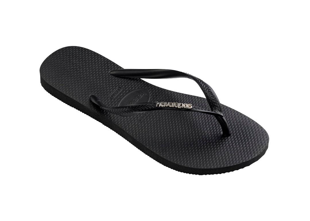 Chinelo Havaianas Slim Logo Metallic - Preto