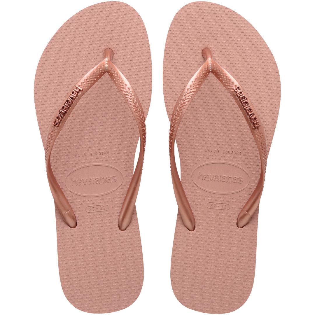 Chinelo Havaianas Slim Logo Metallic - Rosa Crocus