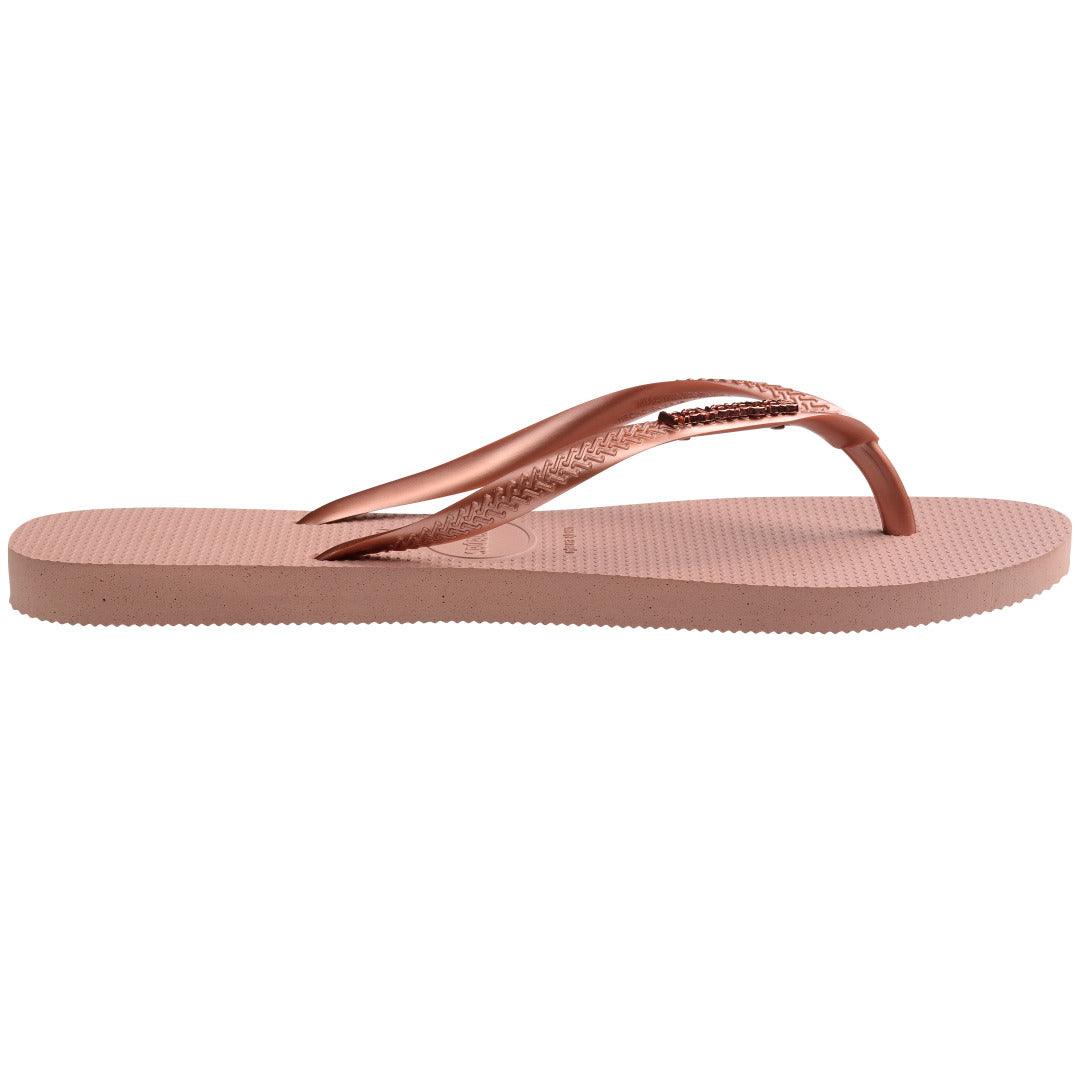 Chinelo Havaianas Slim Logo Metallic - Rosa Crocus