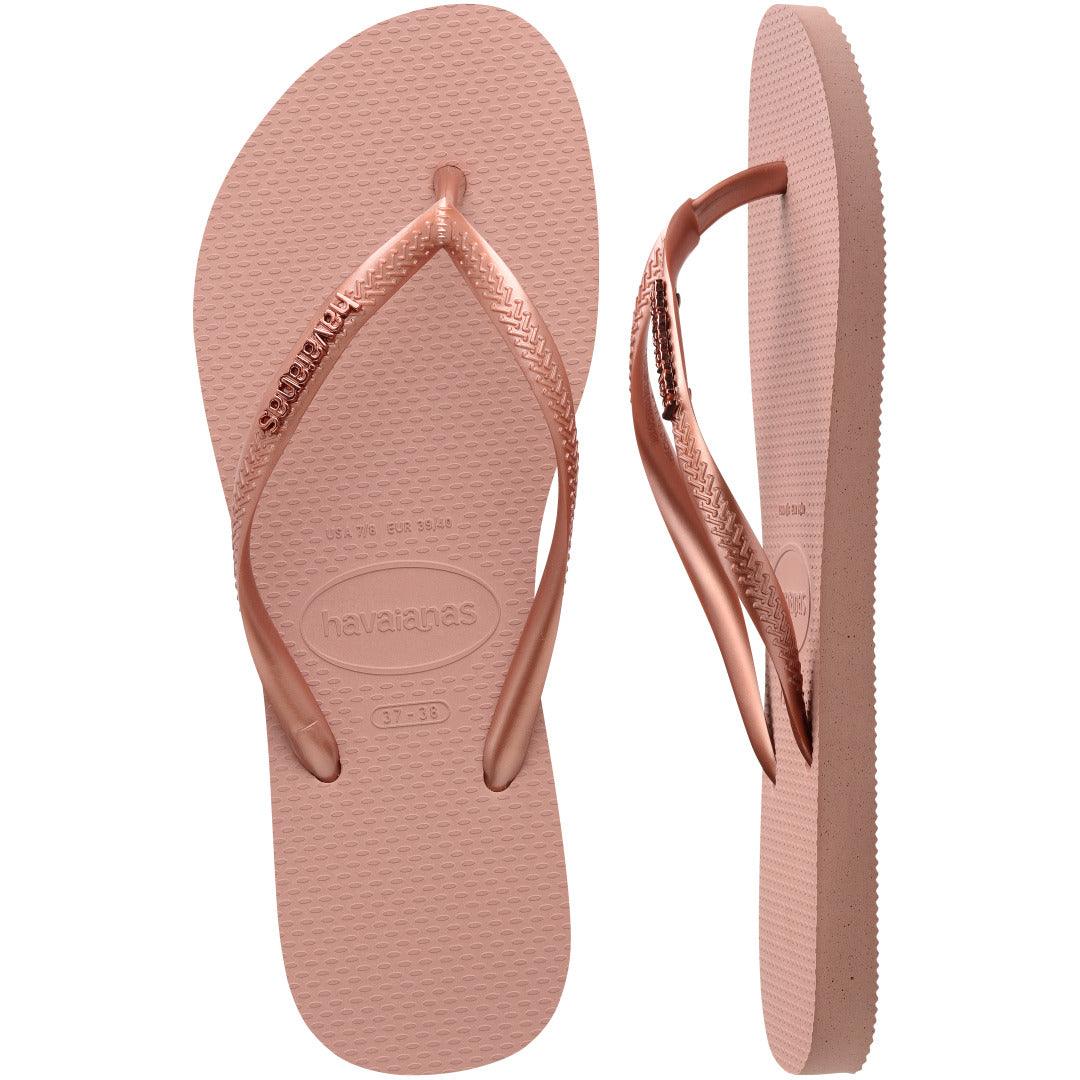 Chinelo Havaianas Slim Logo Metallic - Rosa Crocus