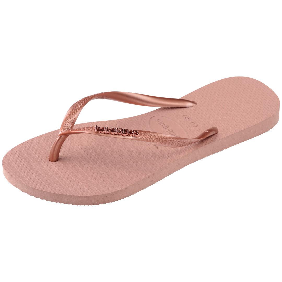 Chinelo Havaianas Slim Logo Metallic - Rosa Crocus