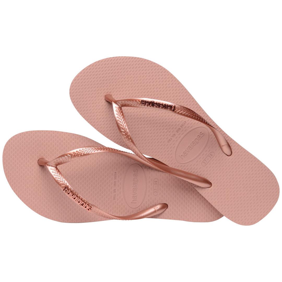 Chinelo Havaianas Slim Logo Metallic - Rosa Crocus