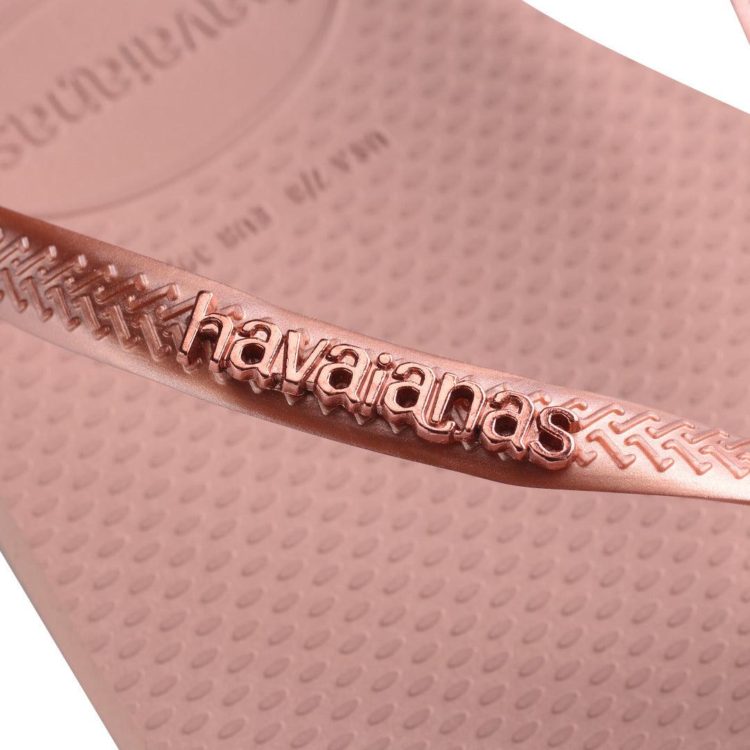 Chinelo Havaianas Slim Logo Metallic - Rosa Crocus