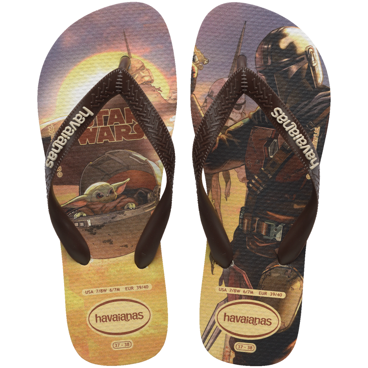 Chinelo Havaianas Star Wars com Baby Yoda e The Mandalorian, design temático e conforto icônico