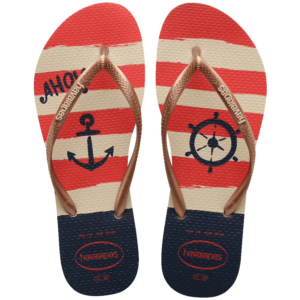Chinelo Havaianas Slim Nautical - Bege Palha