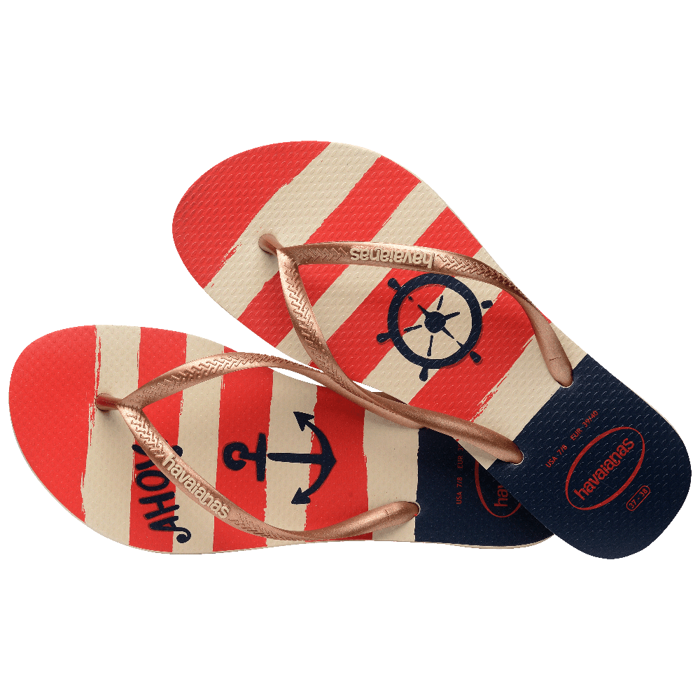 Chinelo Havaianas Slim Nautical - Bege Palha