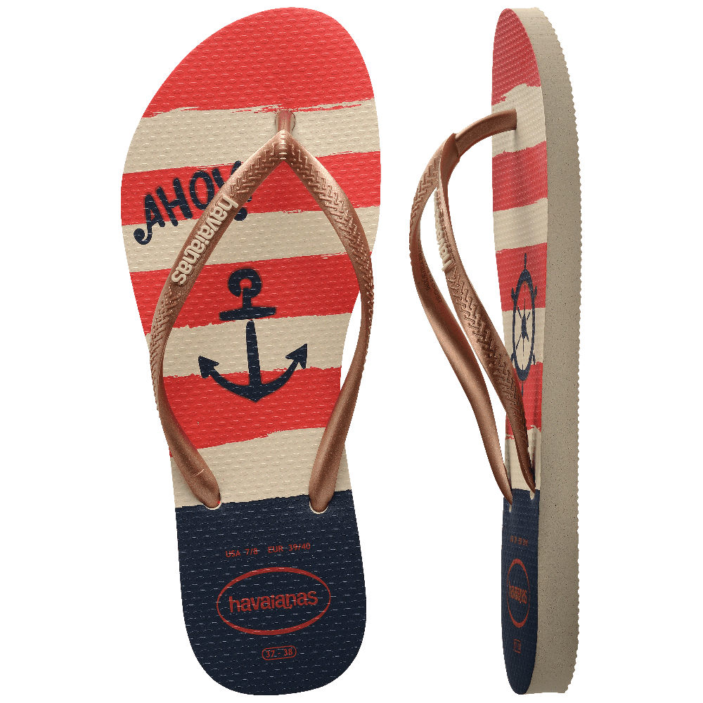 Chinelo Havaianas Slim Nautical - Bege Palha