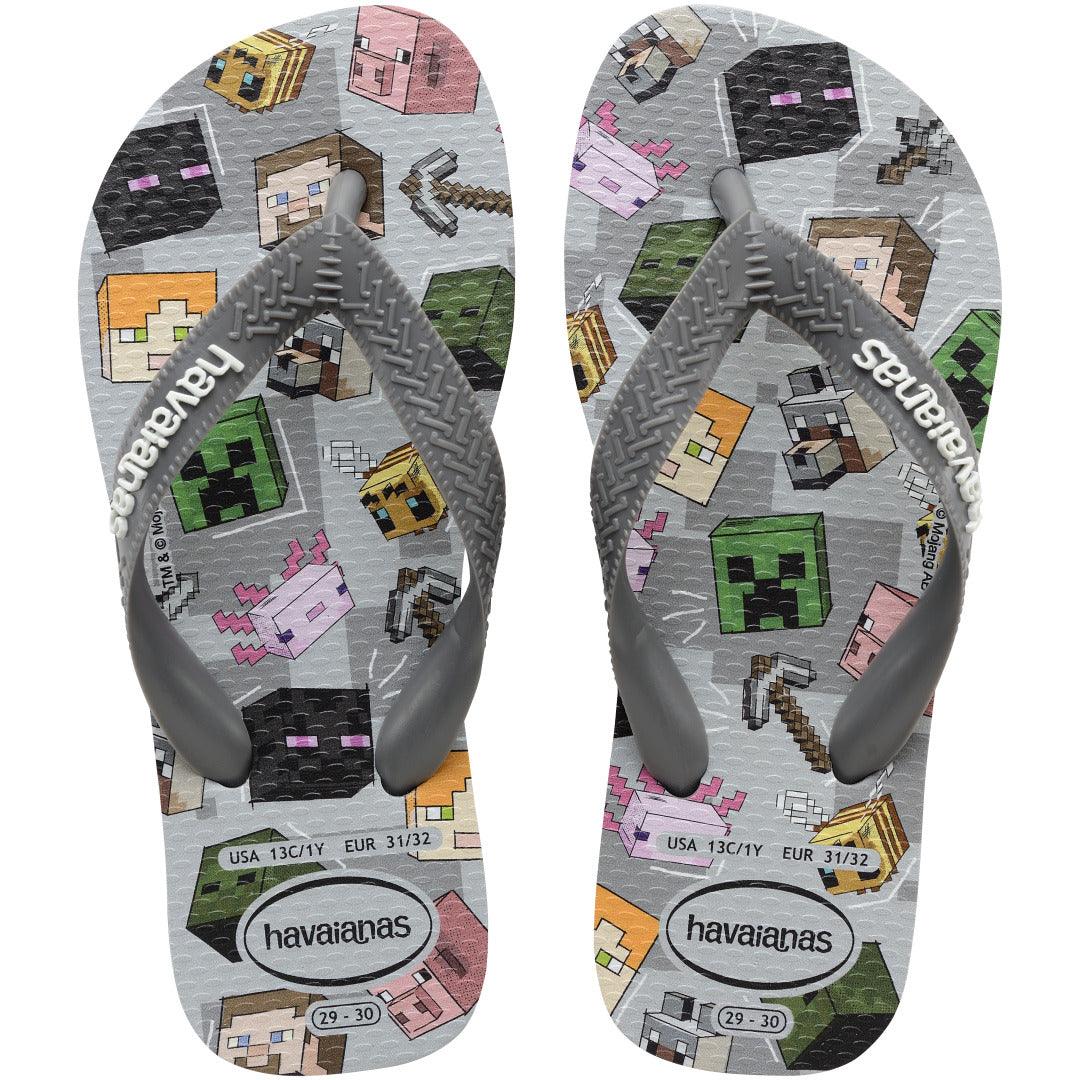 Chinelo Havaianas Kids Minecraft - Cinza Aço