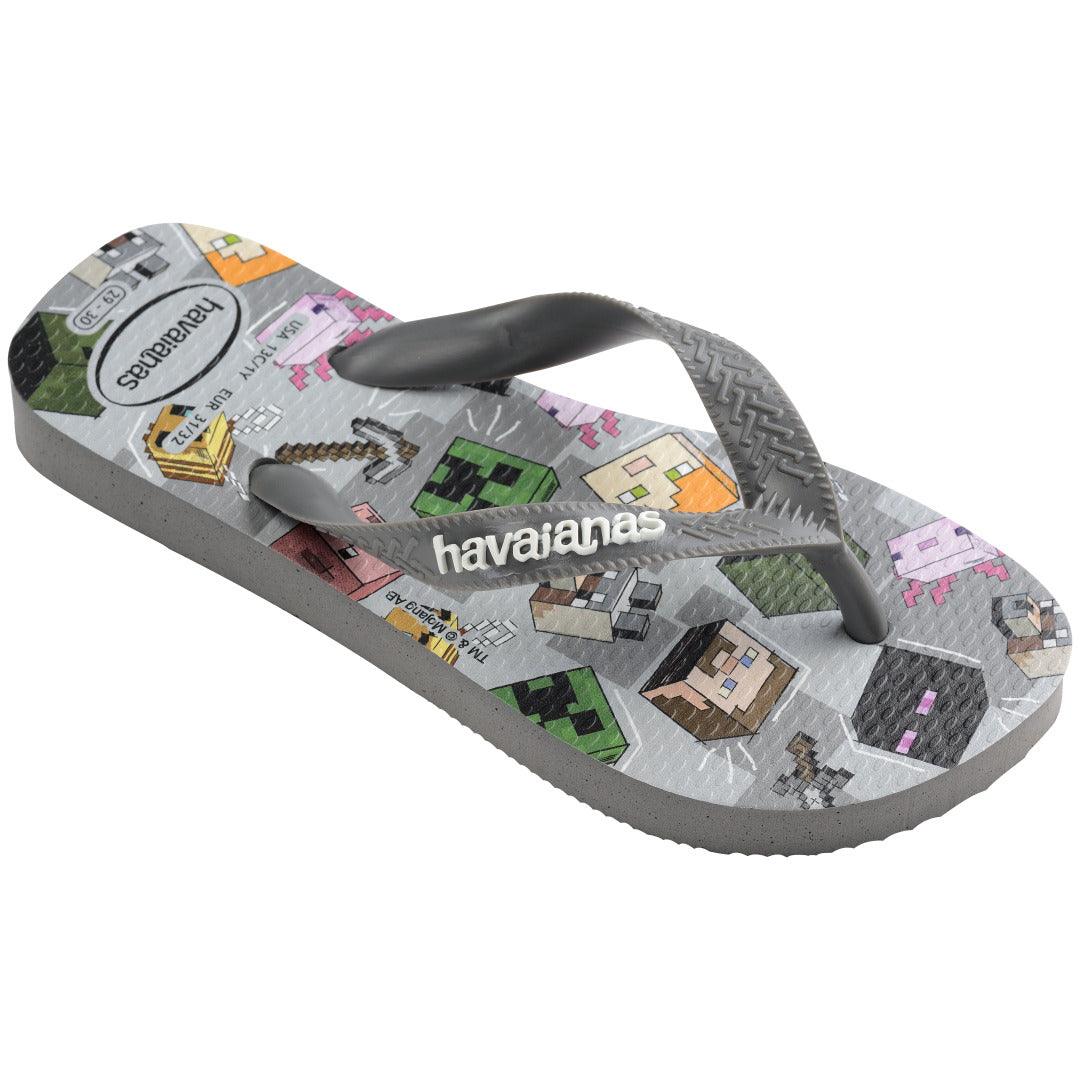 Chinelo Havaianas Kids Minecraft - Cinza Aço