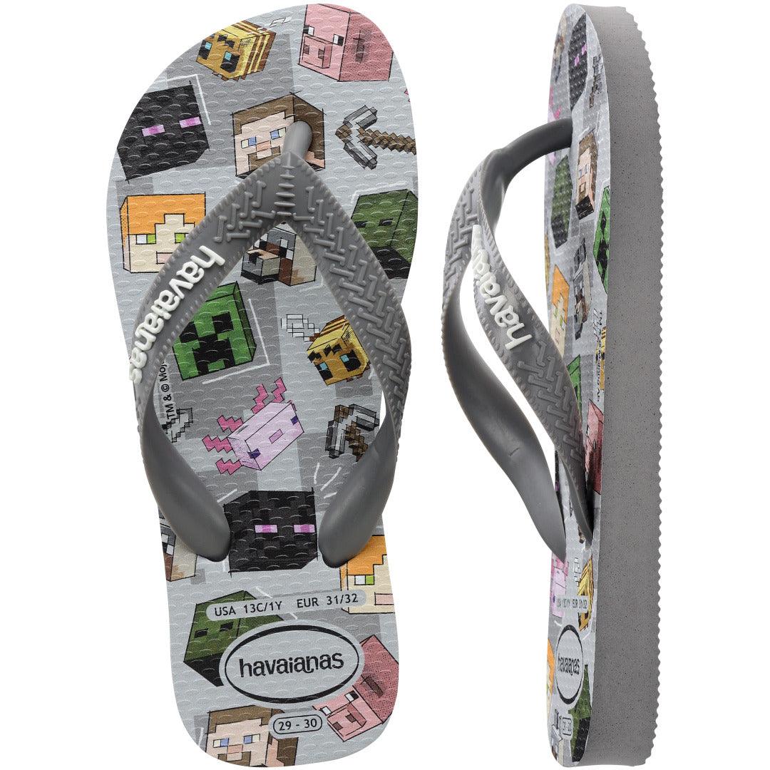 Chinelo Havaianas Kids Minecraft - Cinza Aço