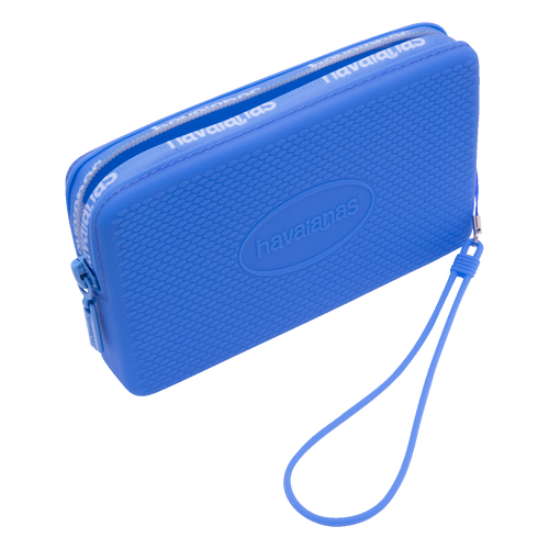 Bolsa azul Havaianas com textura e alça, ideal para acessórios e itens pessoais