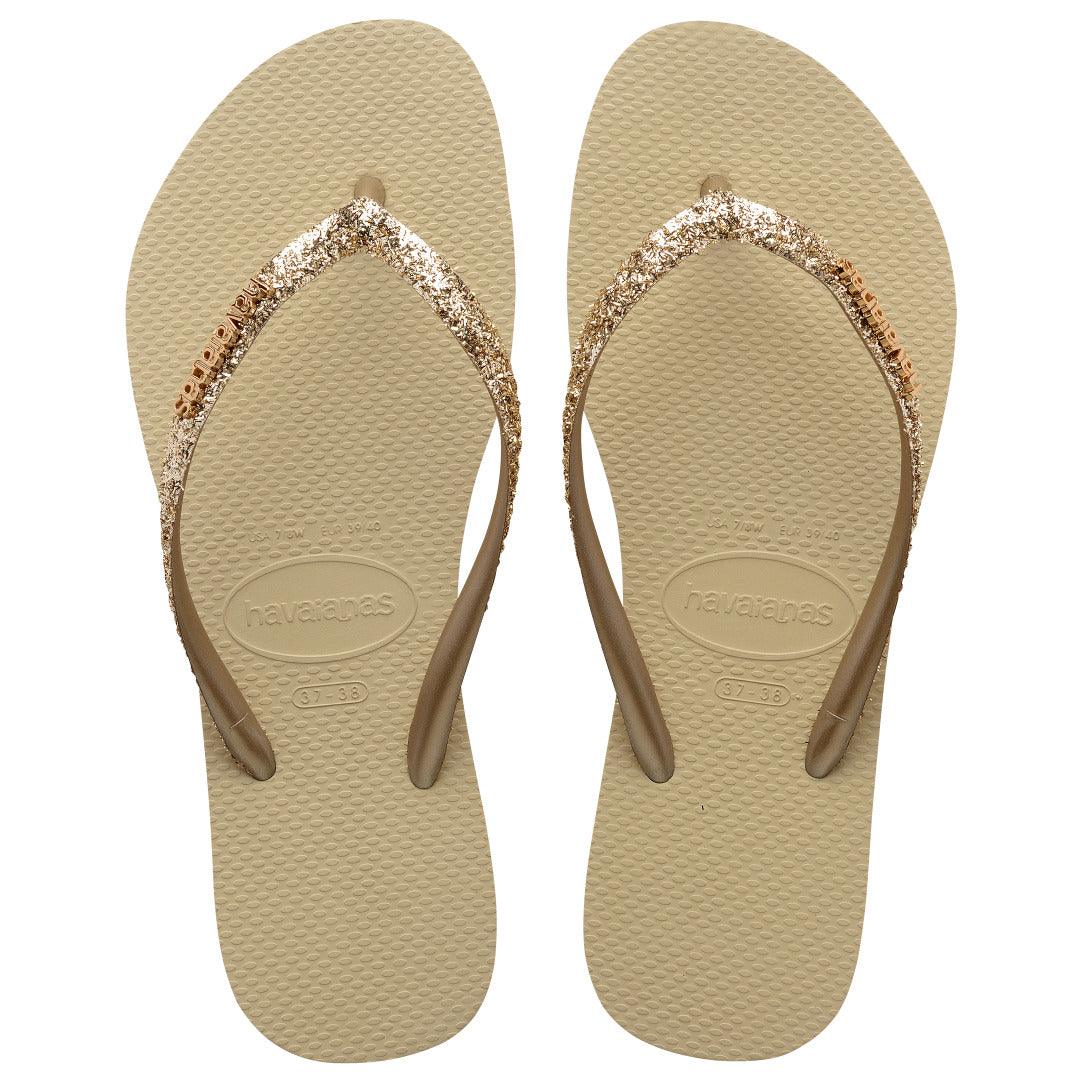 Chinelo Havaianas Slim Glitter II - Bege