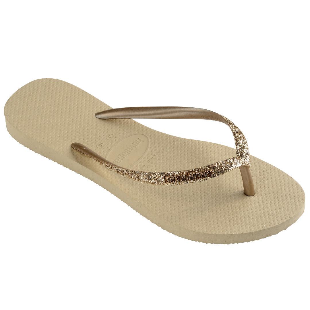Chinelo Havaianas Slim Glitter II - Bege