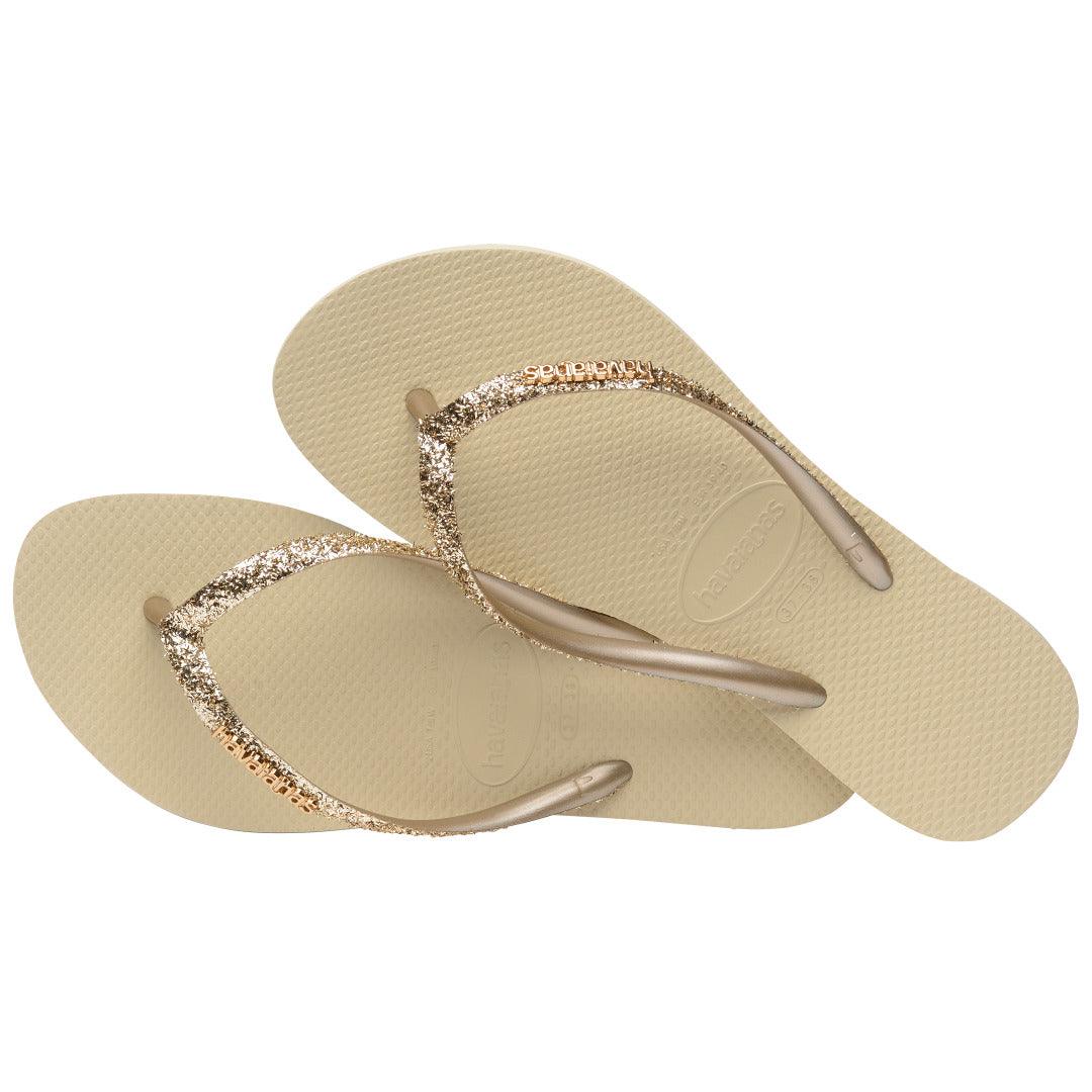 Chinelo Havaianas Slim Glitter II - Bege
