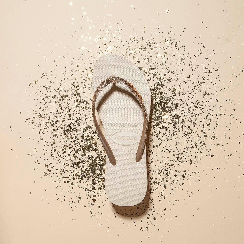 Chinelo Havaianas Slim Glitter II - Bege