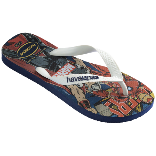 Chinelo Havaianas Marvel com estampa de Homem de Ferro e Thor, design colorido e confortável