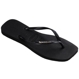 Chinelo Havaianas Slim Square Logo Metallic - Preto