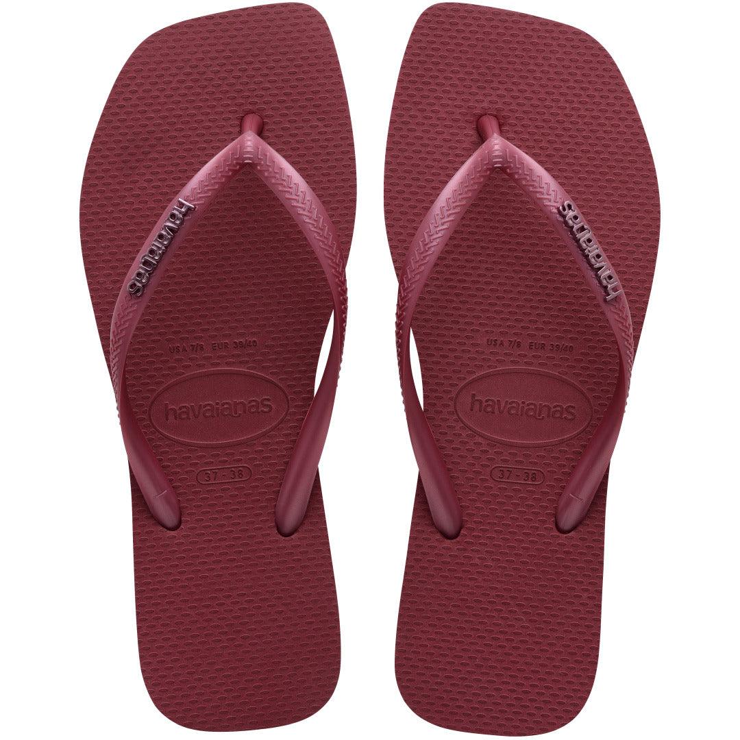 Chinelo Havaianas Slim Square Logo Metallic - Amaranto