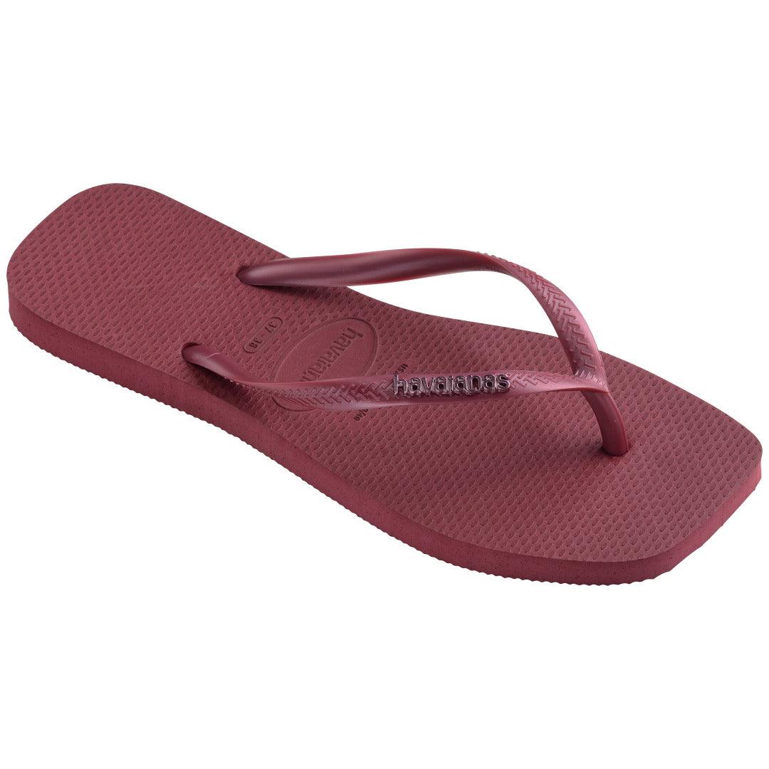 Chinelo Havaianas Slim Square Logo Metallic - Amaranto