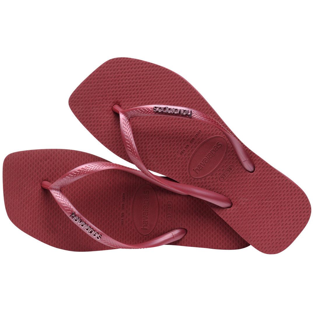 Chinelo Havaianas Slim Square Logo Metallic - Amaranto
