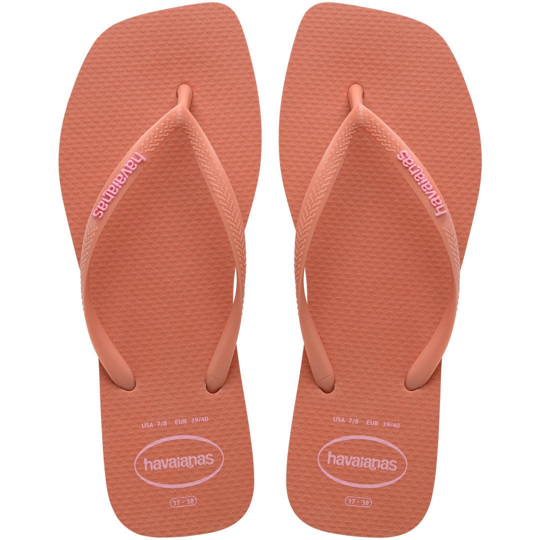 Chinelo Havaianas Slim Square Logo Pop Up - Rosa Clay