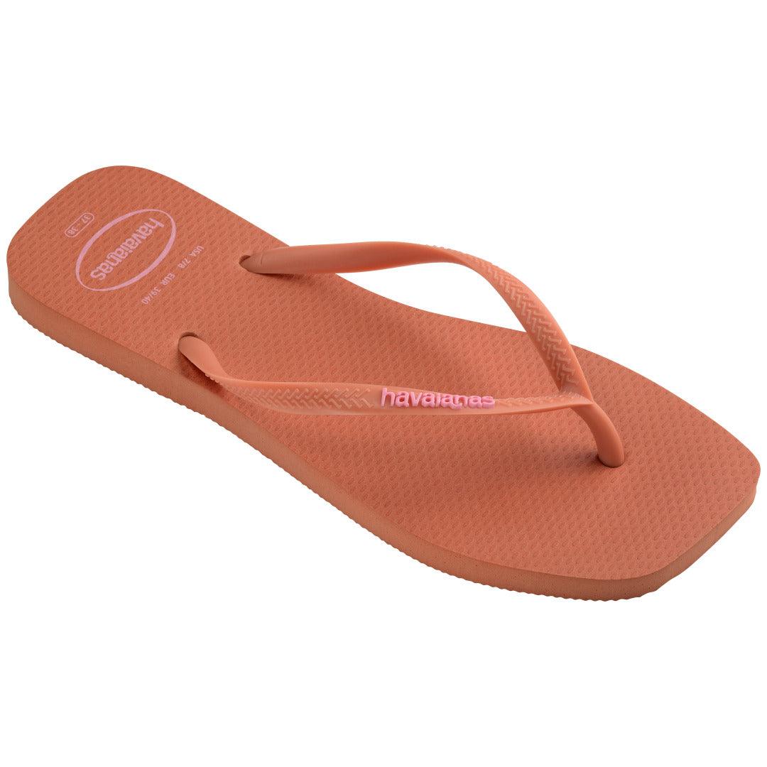 Chinelo Havaianas Slim Square Logo Pop Up - Rosa Clay
