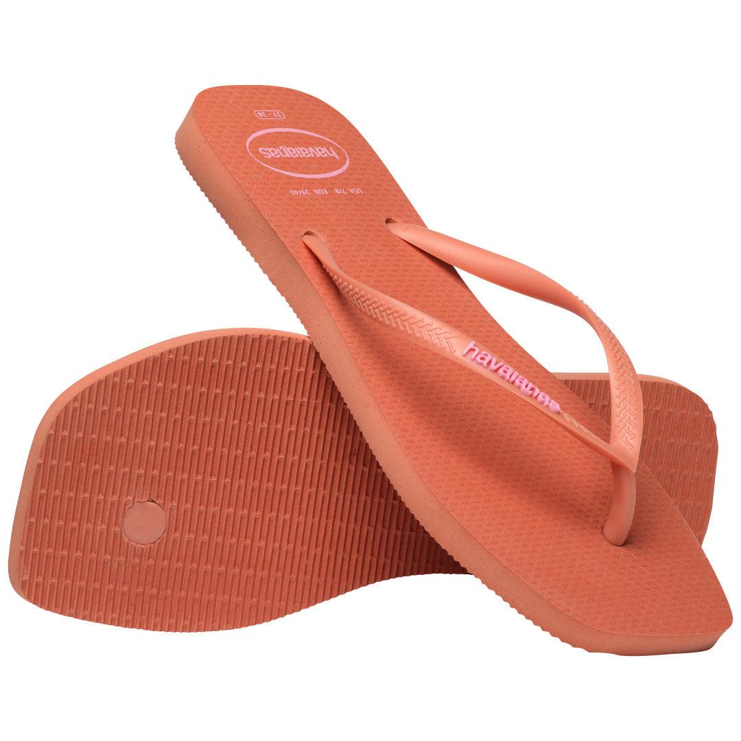 Chinelo Havaianas Slim Square Logo Pop Up - Rosa Clay