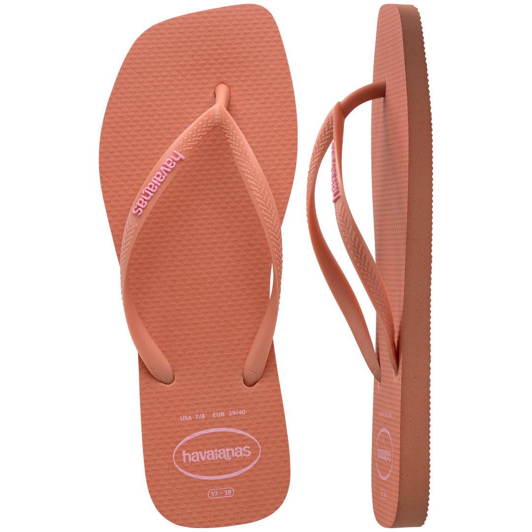 Chinelo Havaianas Slim Square Logo Pop Up - Rosa Clay