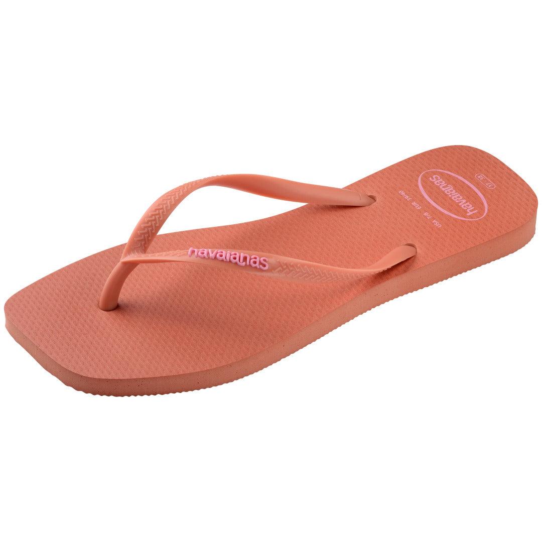 Chinelo Havaianas Slim Square Logo Pop Up - Rosa Clay