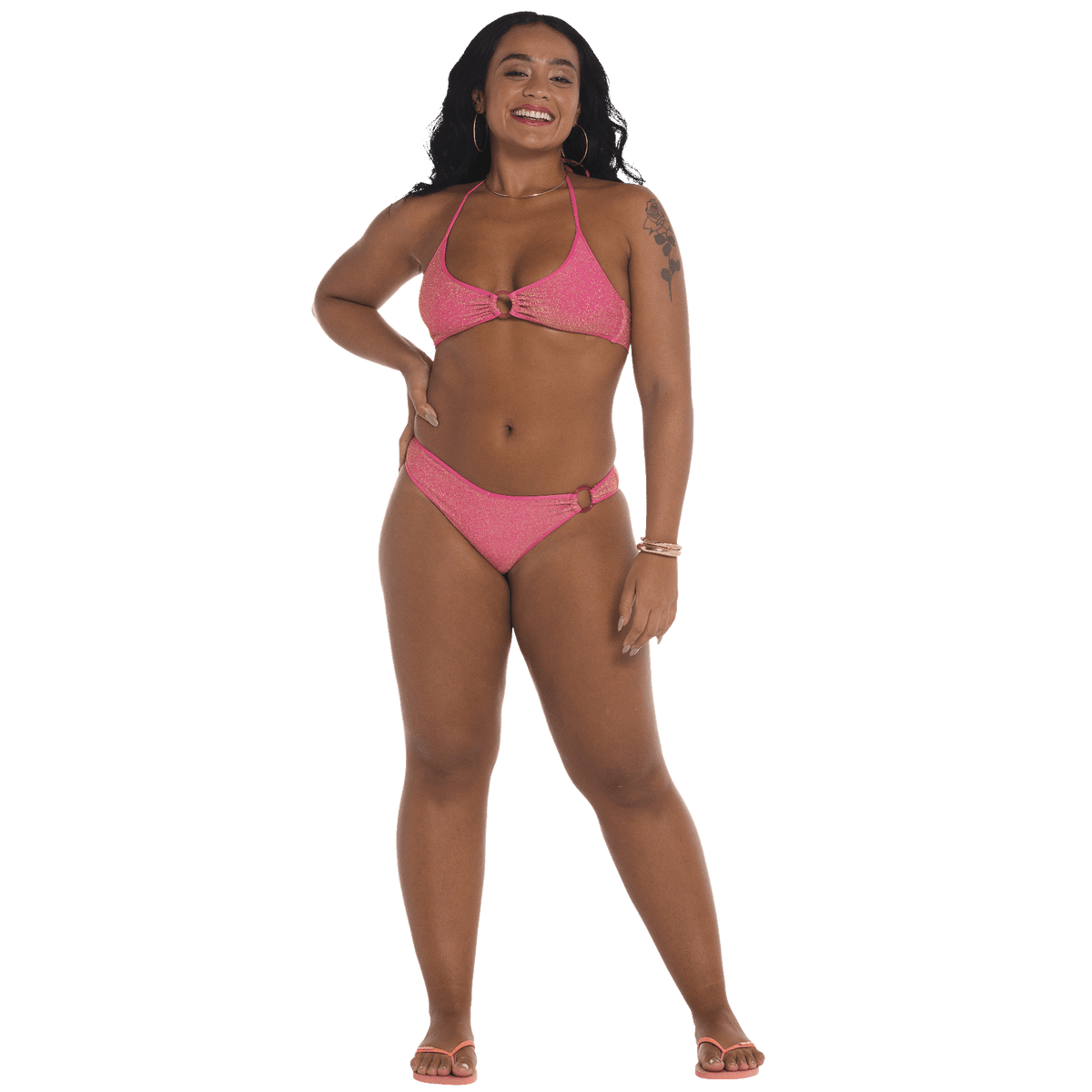 Calcinha Biquíni Havaianas Argola Lurex - Rosa
