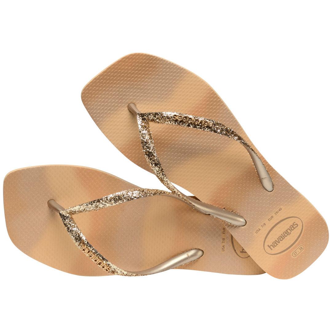 Chinelo Havaianas Square Glitter Party - Dourado