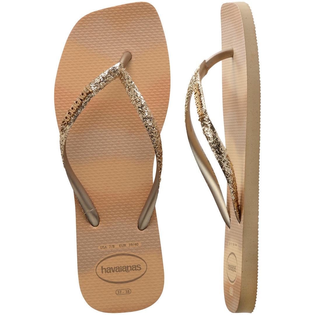 Chinelo Havaianas Square Glitter Party - Dourado