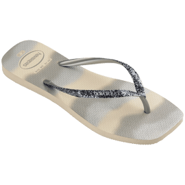 Chinelo Havaianas Square Glitter Party - Bege Palha