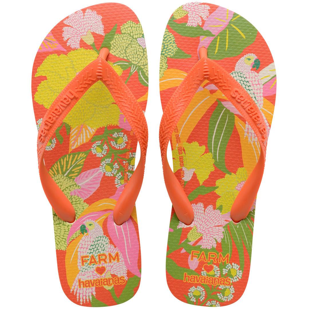 Chinelo Havaianas Farm Neon Flor - Laranja Sunset