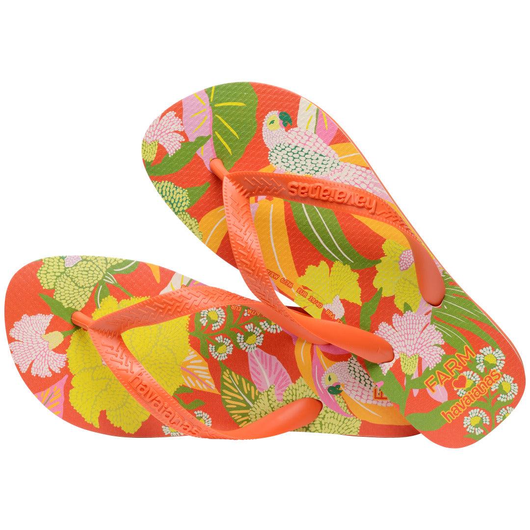 Chinelo Havaianas Farm Neon Flor - Laranja Sunset