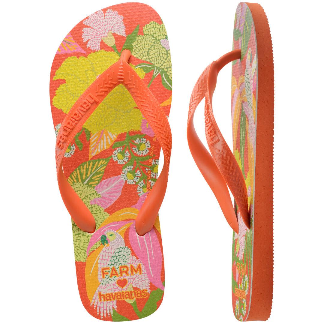 Chinelo Havaianas Farm Neon Flor - Laranja Sunset