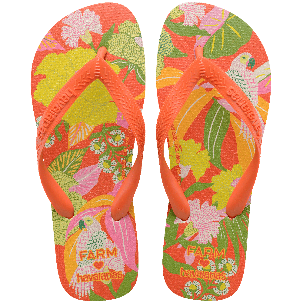 Chinelo Havaianas Farm Neon Flor - Laranja Sunset