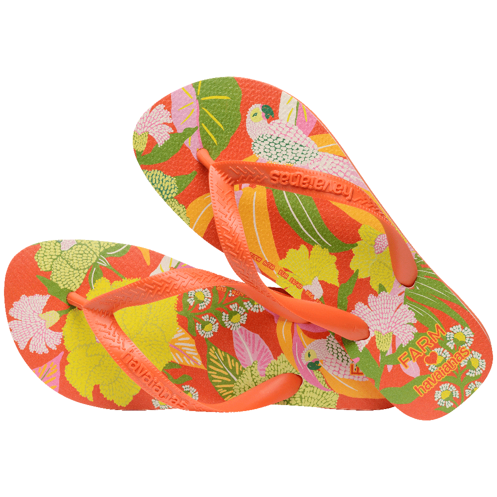 Chinelo Havaianas Farm Neon Flor - Laranja Sunset