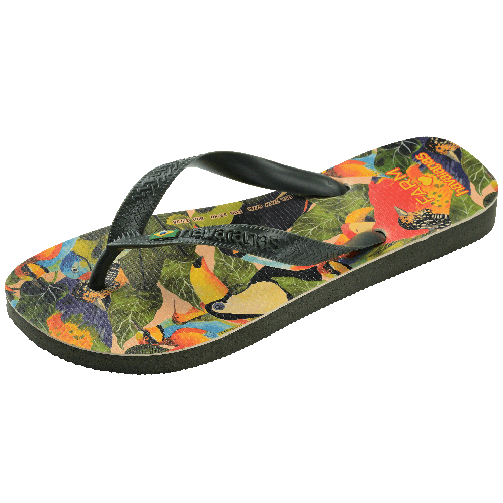 Chinelo Havaianas Farm Folhagens De Pássaros - Verde Olive