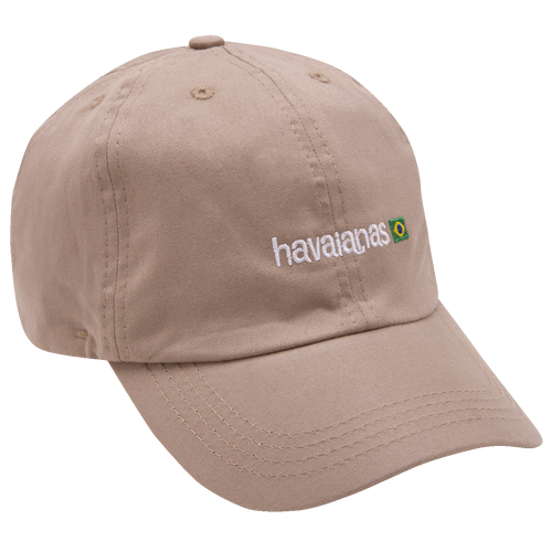 Boné bege com logo Havaianas e bandeira do Brasil bordados, estilo casual e confortável