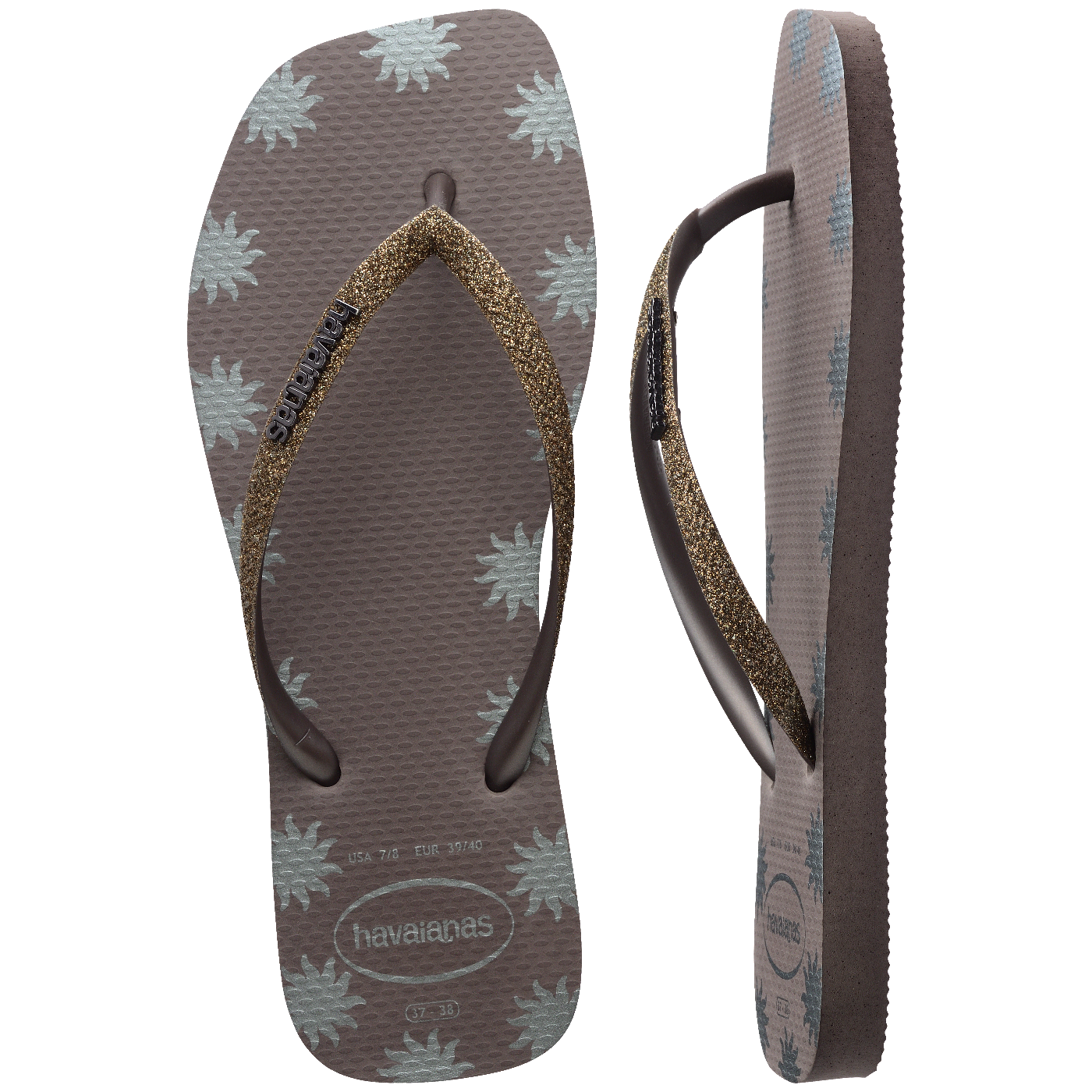 Chinelo Havaianas Slim Square Glitter Contour