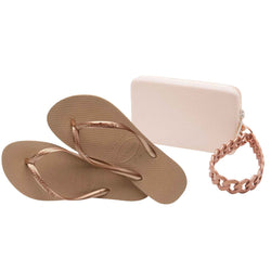 Kit Havaianas para presente: Chinelo Slim + Mini Bag Chain Cromado